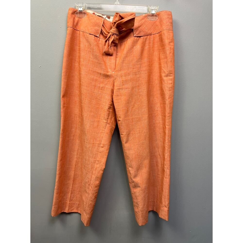 D'Jeans‎ by Donna Degnan Pants Womens size 10 orange linen blend cropped belted